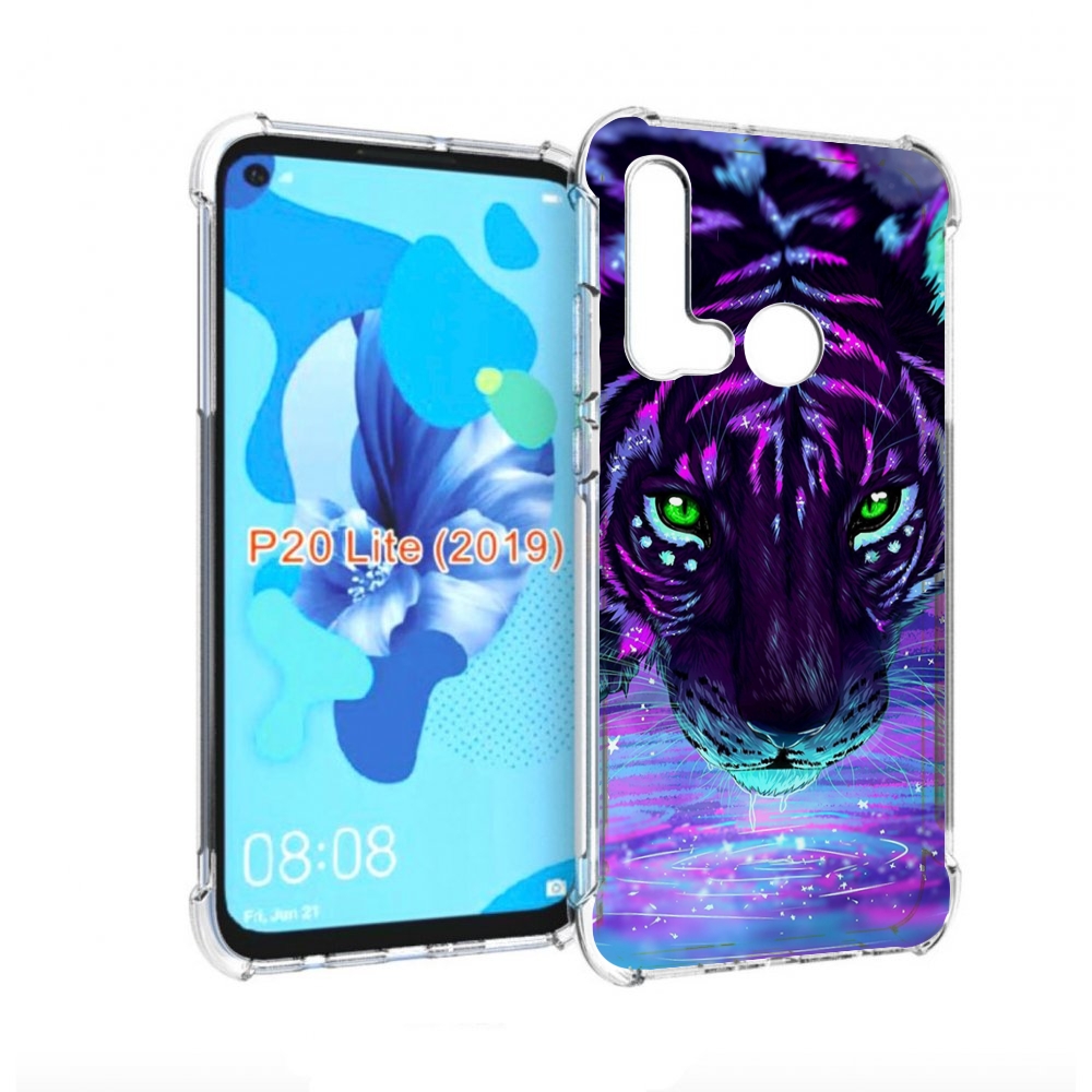 Чехол бампер MyPads Тигр-неон для Huawei P20 Lite (2019)