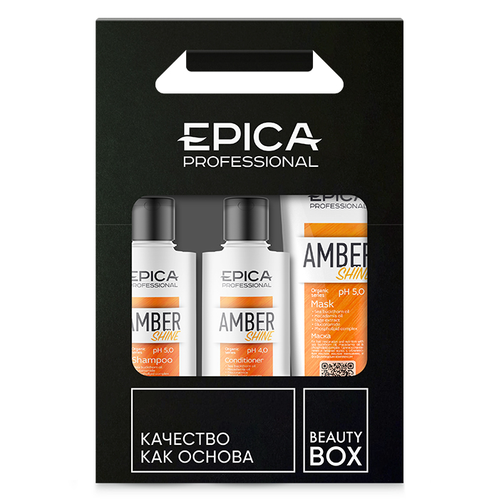 Набор для волос Epica Professional Amber Shine Шампунь кондиционер маска 3250 мл 1700₽