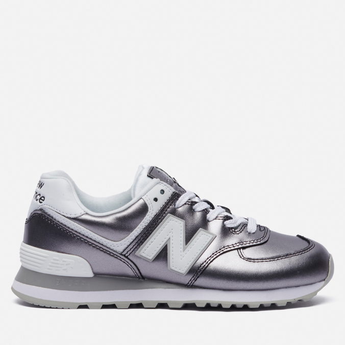 

Кроссовки женские New Balance 574 Metallic серебристые 36 EU, 574 Metallic