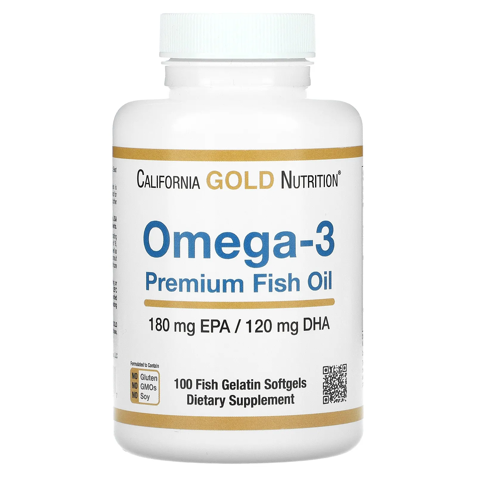 Купить Omega-3 Premium Fish Oil, Омега-3 California Gold Nutrition Premium Fish Oil капсулы 100 шт.