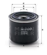 

Фильтр масляный двигателя MANN-FILTER W811/83, фильтр масляный двигателя W811/83