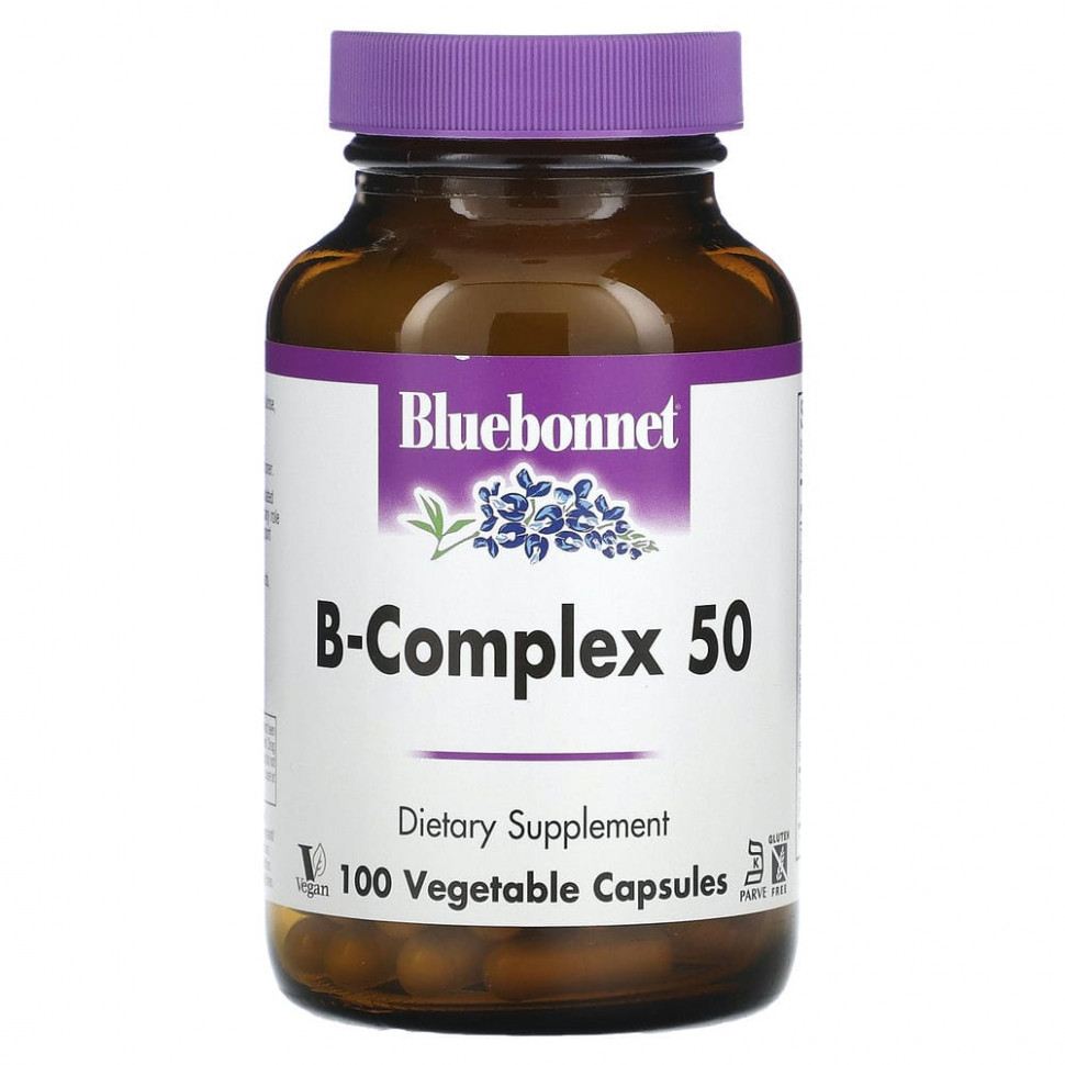

Витамины группы B, Bluebonnet Nutrition, B-Complex 50, 100 вегетарианских капсул