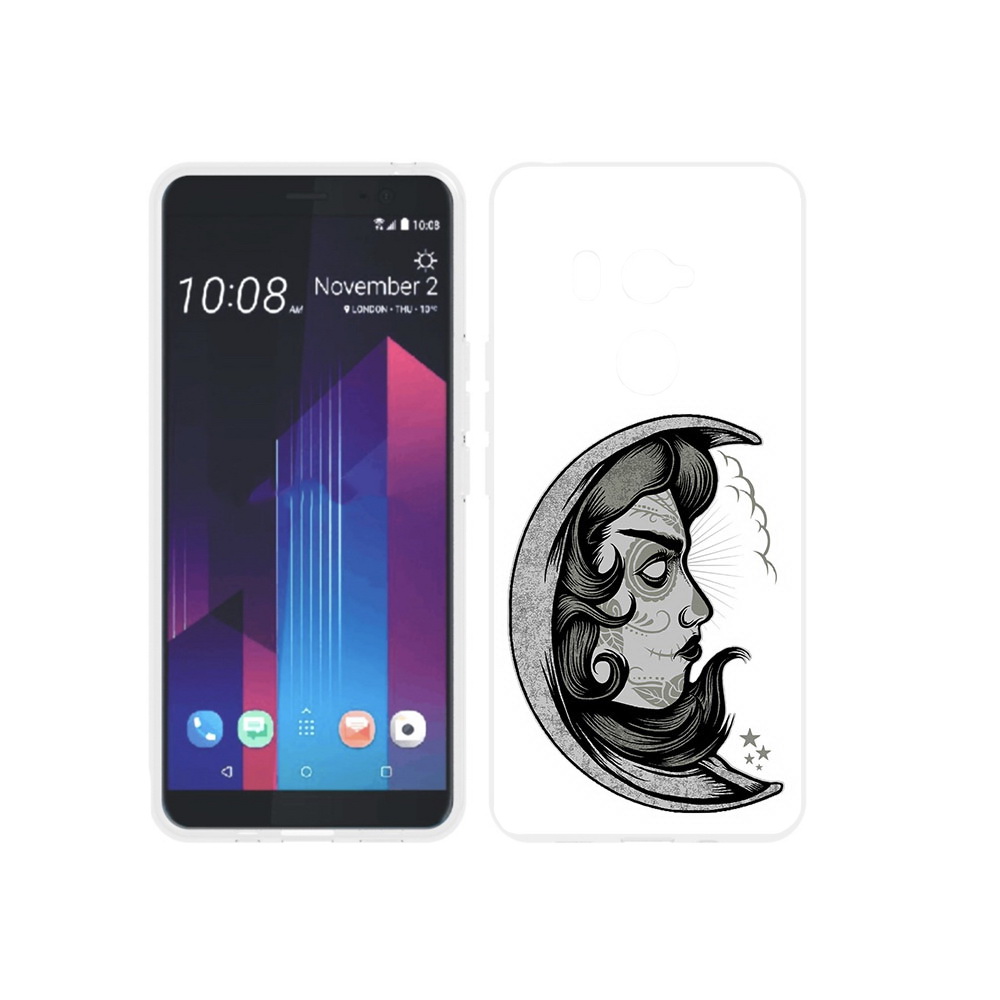 

Чехол MyPads Tocco для HTC U11 EYEs черно белая луна с лицом, Прозрачный, Tocco