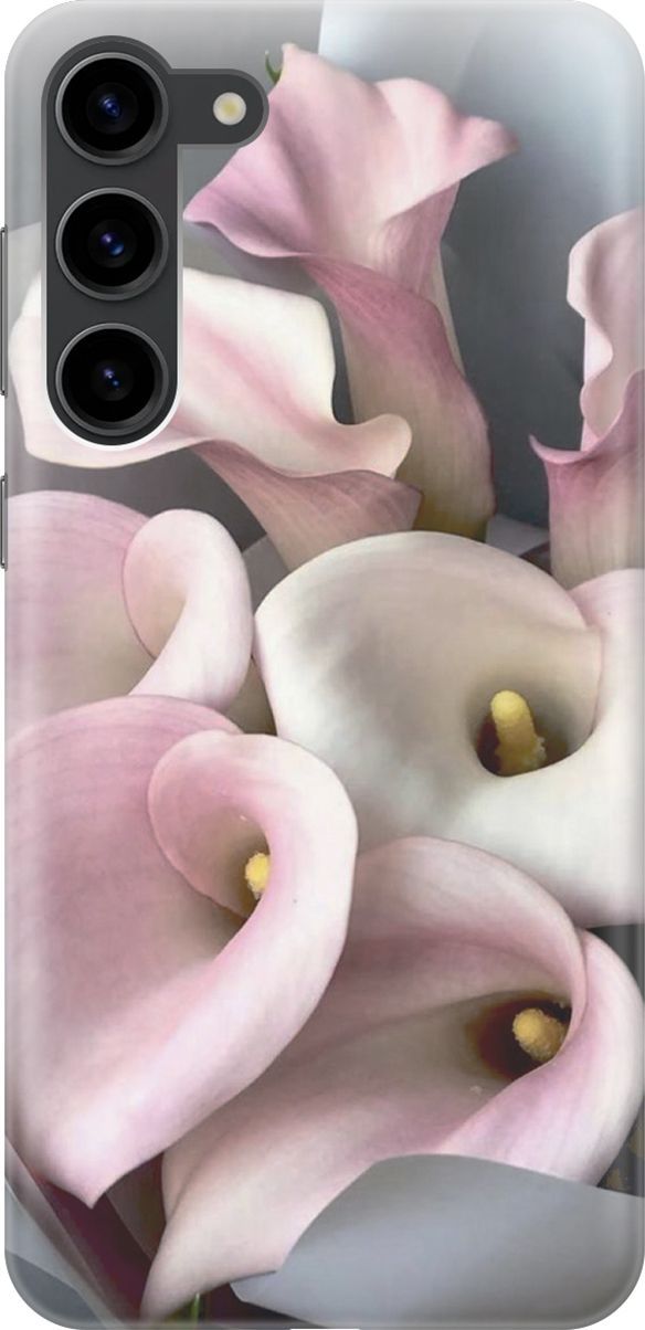 

Силиконовый чехол на Samsung Galaxy S23+ с принтом "Розовые каллы", Розовый;серый, 158378