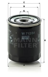 

Фильтр масляный двигателя MANN-FILTER W712/54, фильтр масляный двигателя W712/54