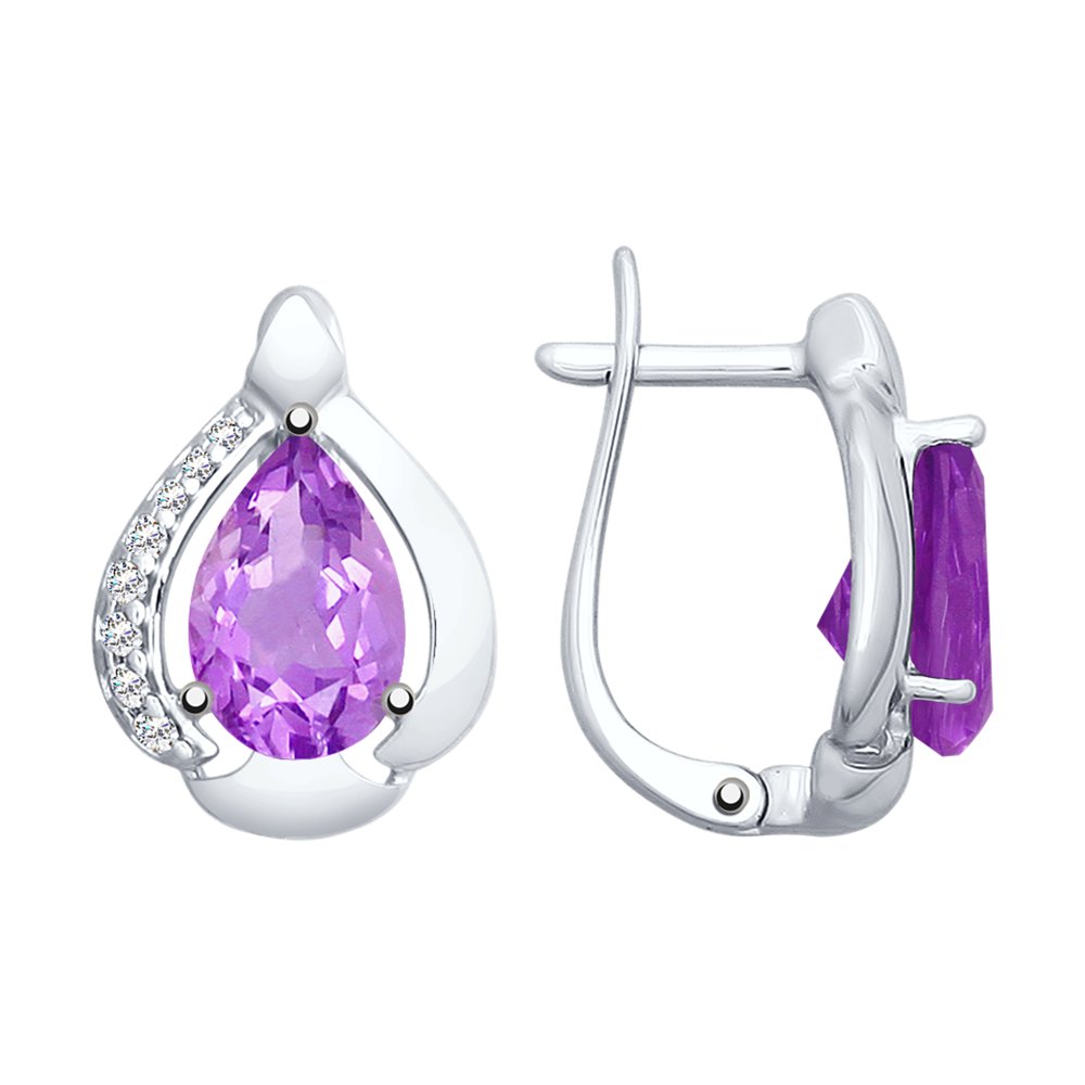 

Серьги из серебра SOKOLOV 92021633, аметист/фианит, 92021633