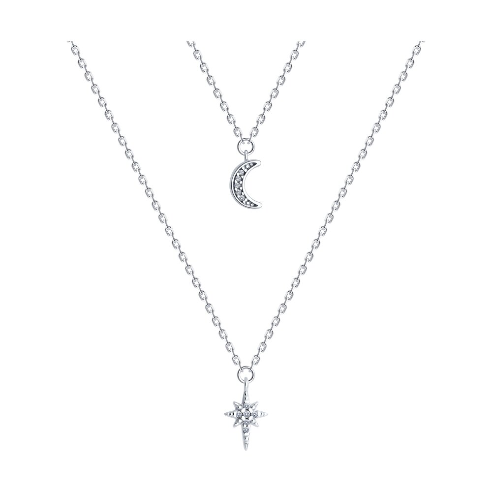 

Колье из серебра 50 см SOKOLOV 94070667, фианит, 94070667