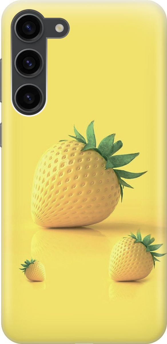 

Силиконовый чехол на Samsung Galaxy S23+ с принтом "Желтая клубника", Черный, 158385