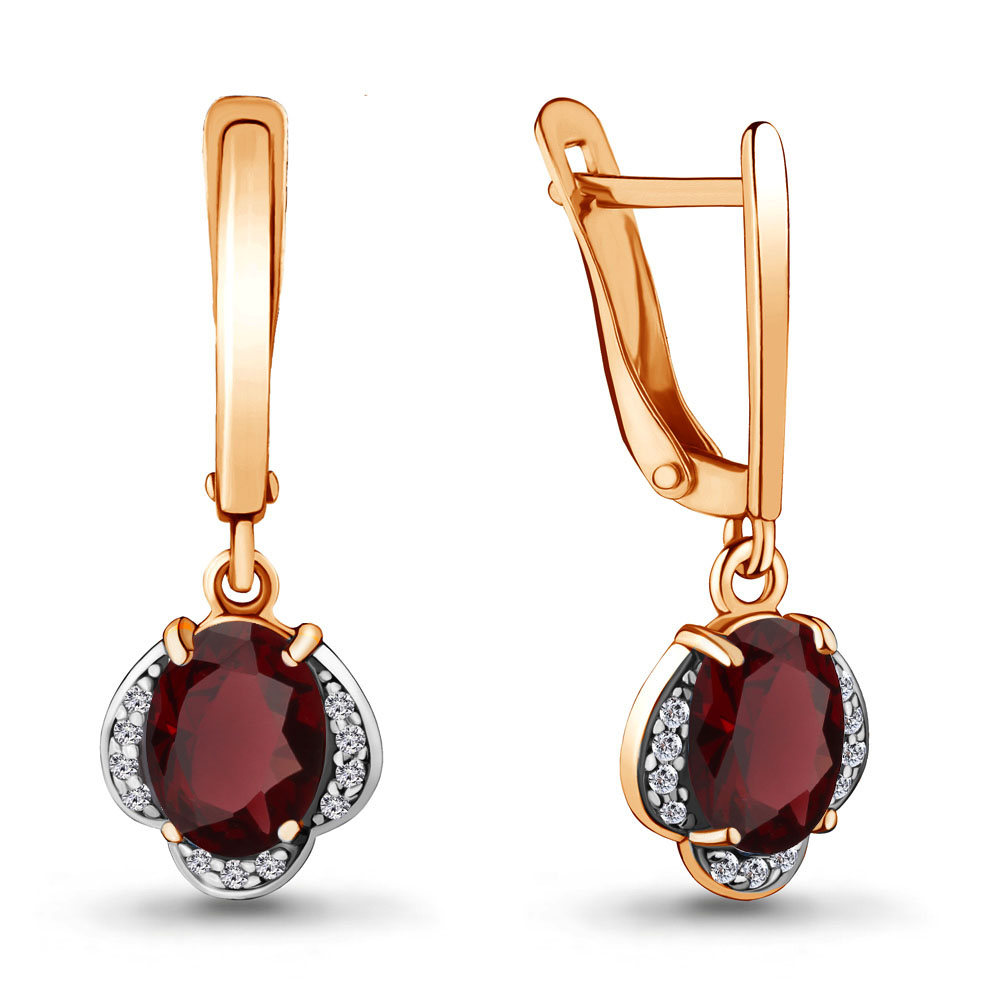 

Серьги из серебра с гранатом Aquamarine 4717003А_925_з, 4717003А_925_з