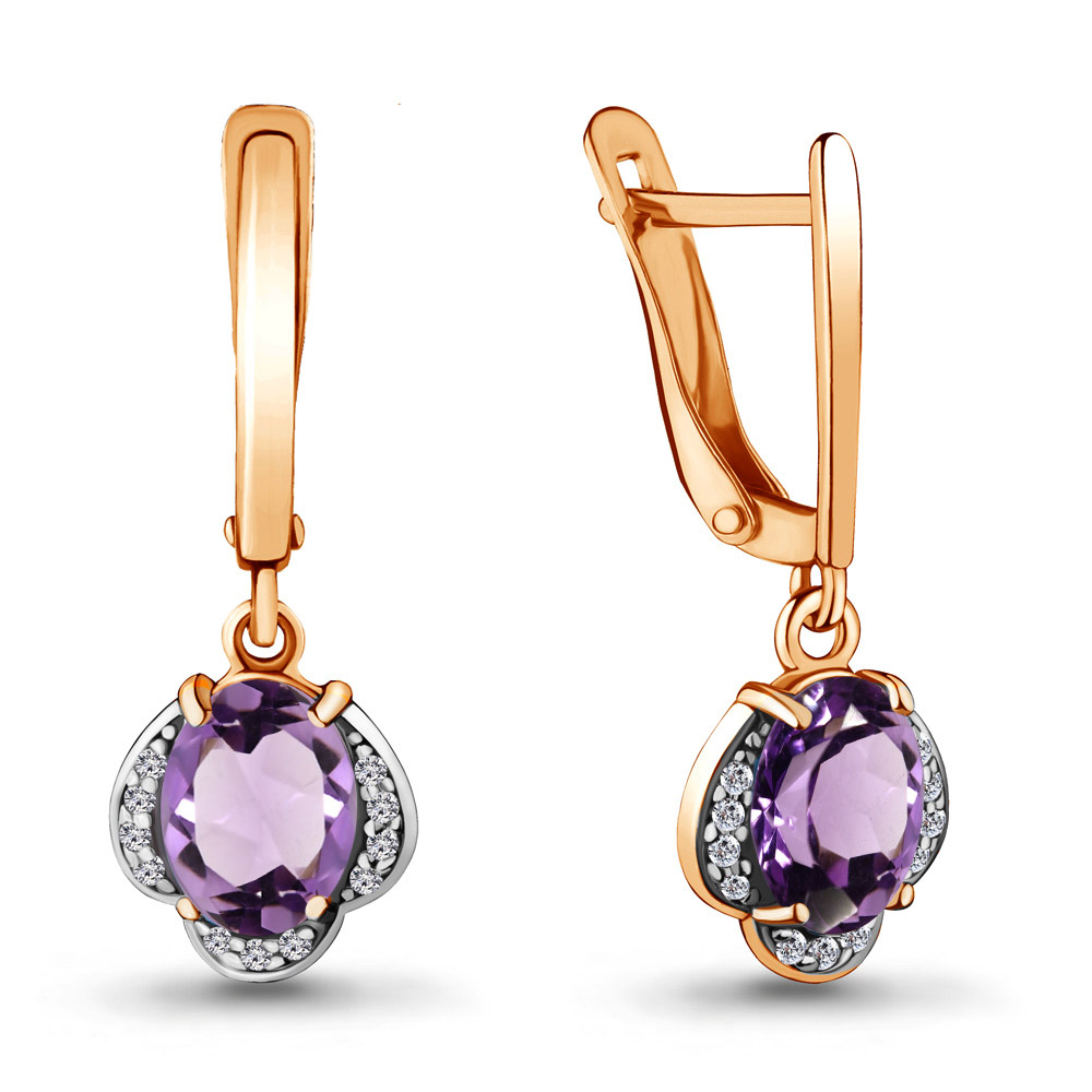 

Серьги из серебра с аметистом Aquamarine 4717004А_925_з, 4717004А_925_з