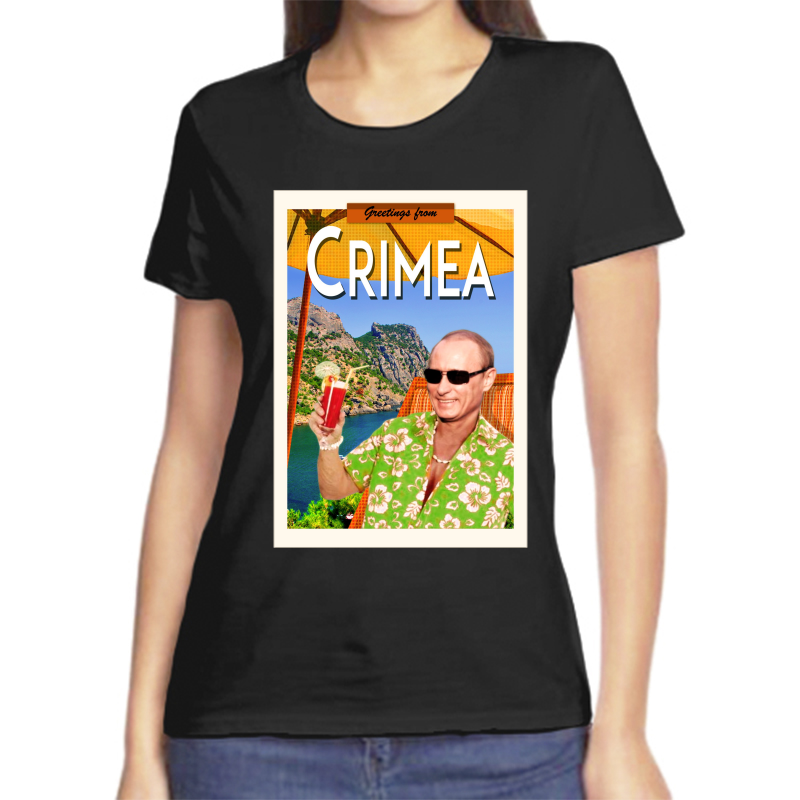 

Футболка женская черная 52 р-р с Путиным Crimea, Черный, fzh_Crimea