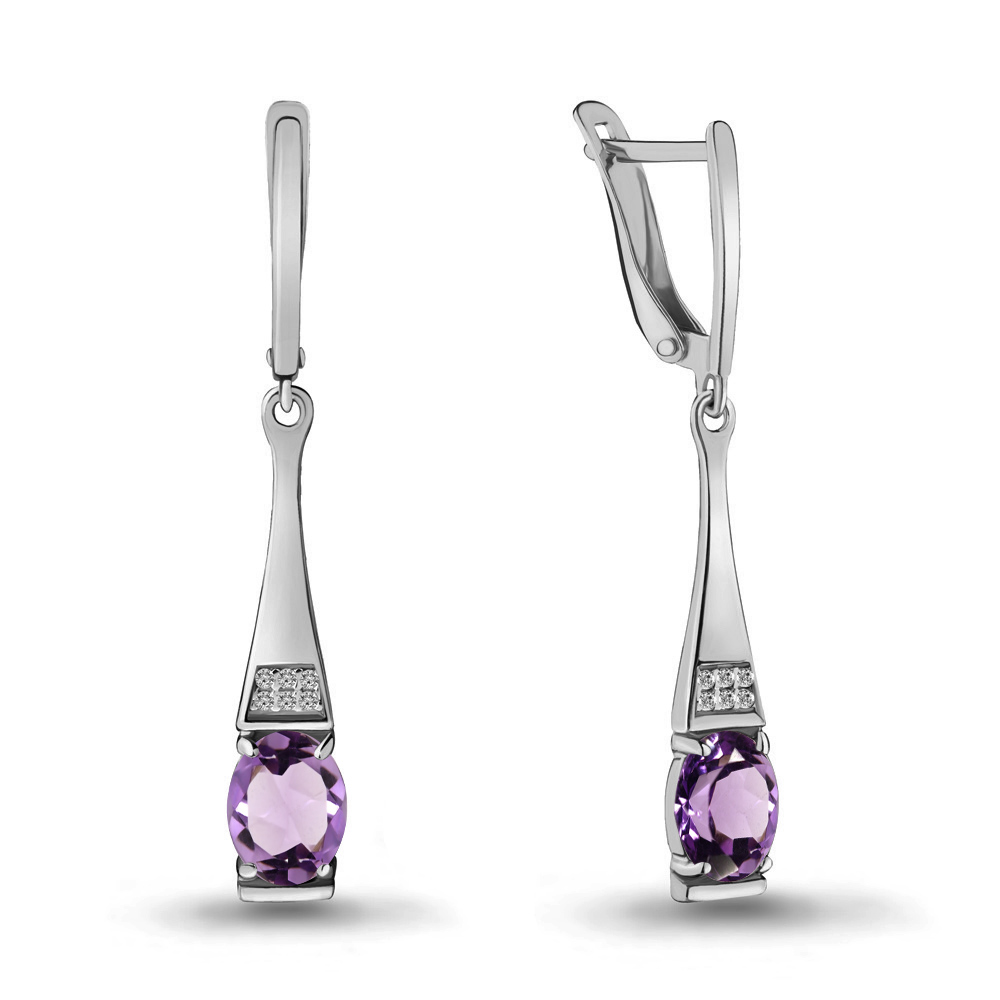 

Серьги из серебра с аметистом Aquamarine 4717104А_925_р, 4717104А_925_р