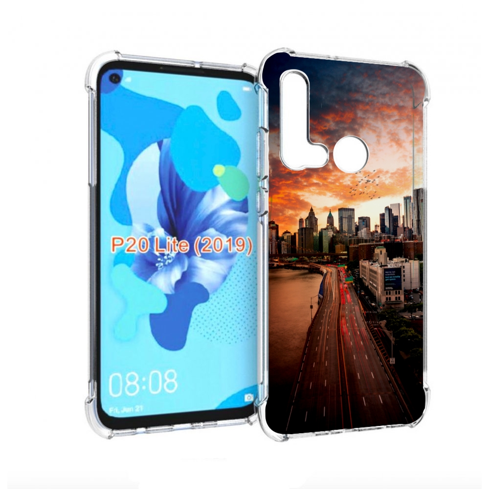 

Чехол бампер MyPads американский город фото для Huawei P20 Lite, Прозрачный, Tocco