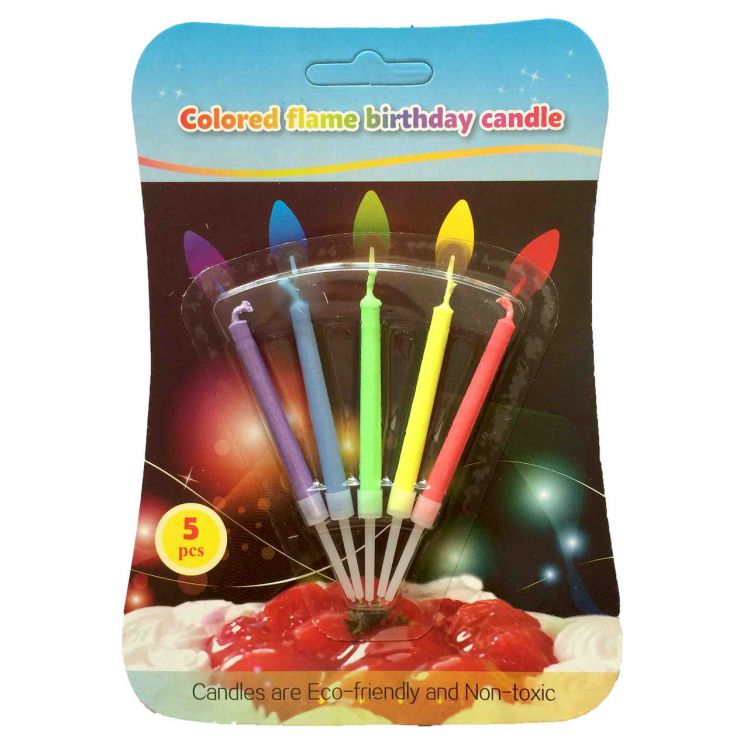 

Свечи для торта Flame Colours неоновые цветные, на ножке, 6 см, 5шт., Неон