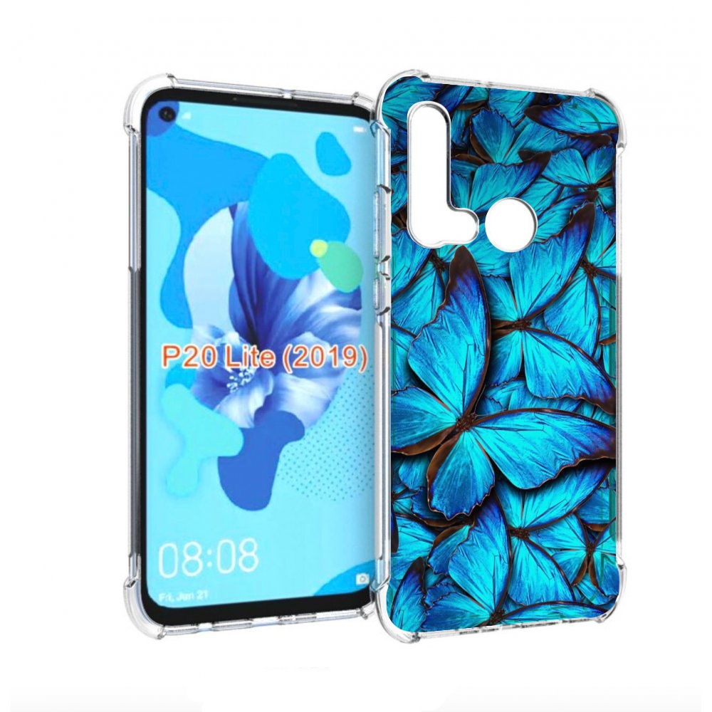 

Чехол бампер MyPads бирюзовые бабочки для Huawei P20 Lite (2019), Прозрачный, Tocco