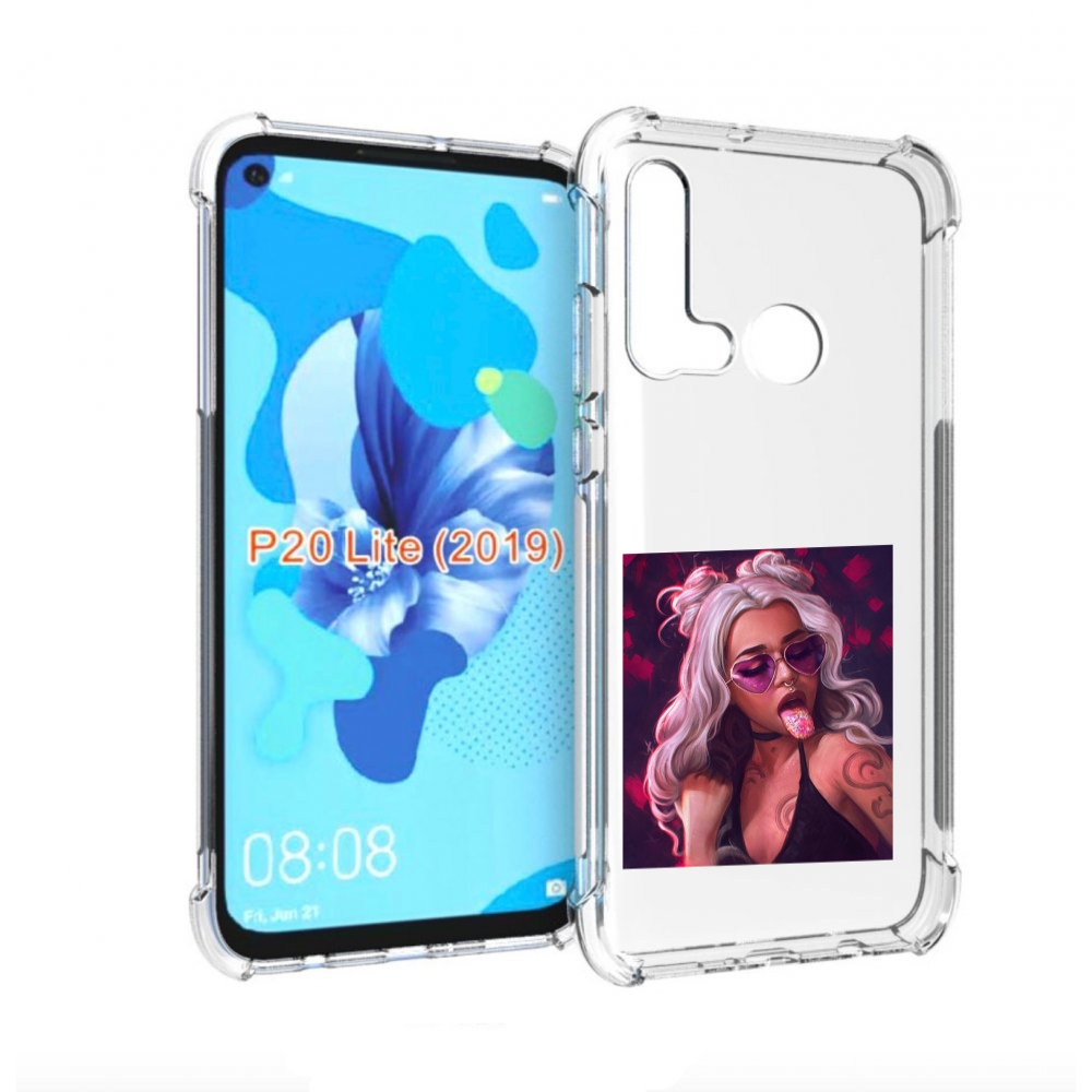 

Чехол бампер MyPads блестящий-язык женский для Huawei P20 Lite (, Прозрачный, Tocco