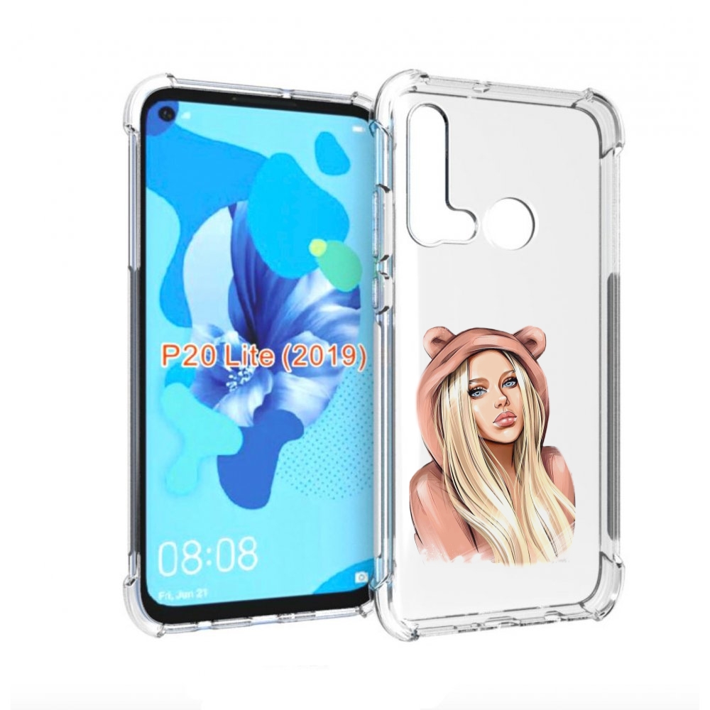 

Чехол бампер MyPads блондинка-в-капюшоне женский для Huawei P20, Прозрачный, Tocco