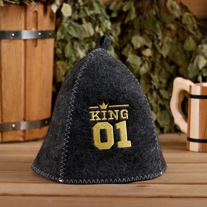 

Шапка для бани Банная забава King 01 4780186 onesize черный, King 01