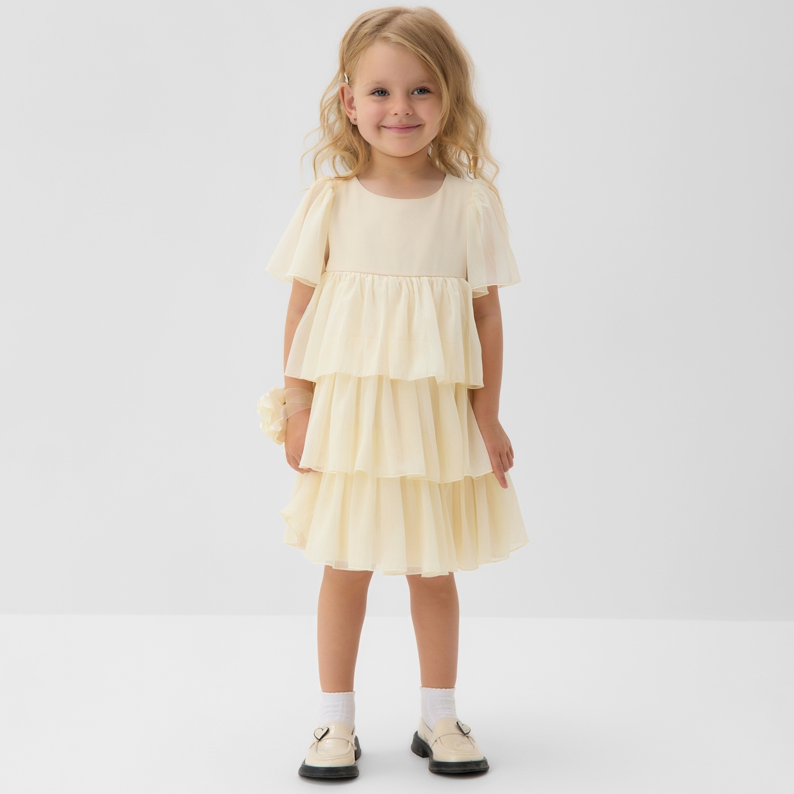 

Платье детское MINAKU PartyDress молочный, 128, Белый, PartyDress молочный