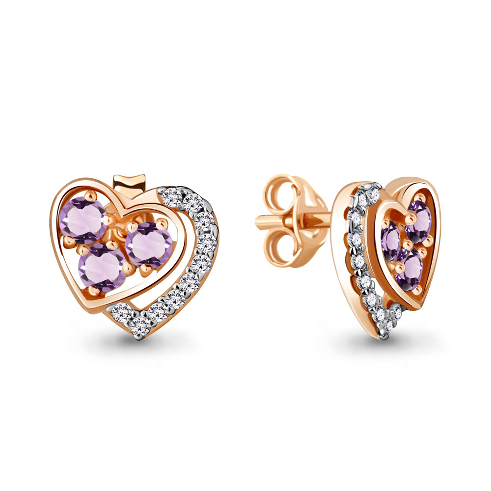 

Серьги-пусеты из серебра с аметистом Aquamarine 4717504А_925_з, 4717504А_925_з