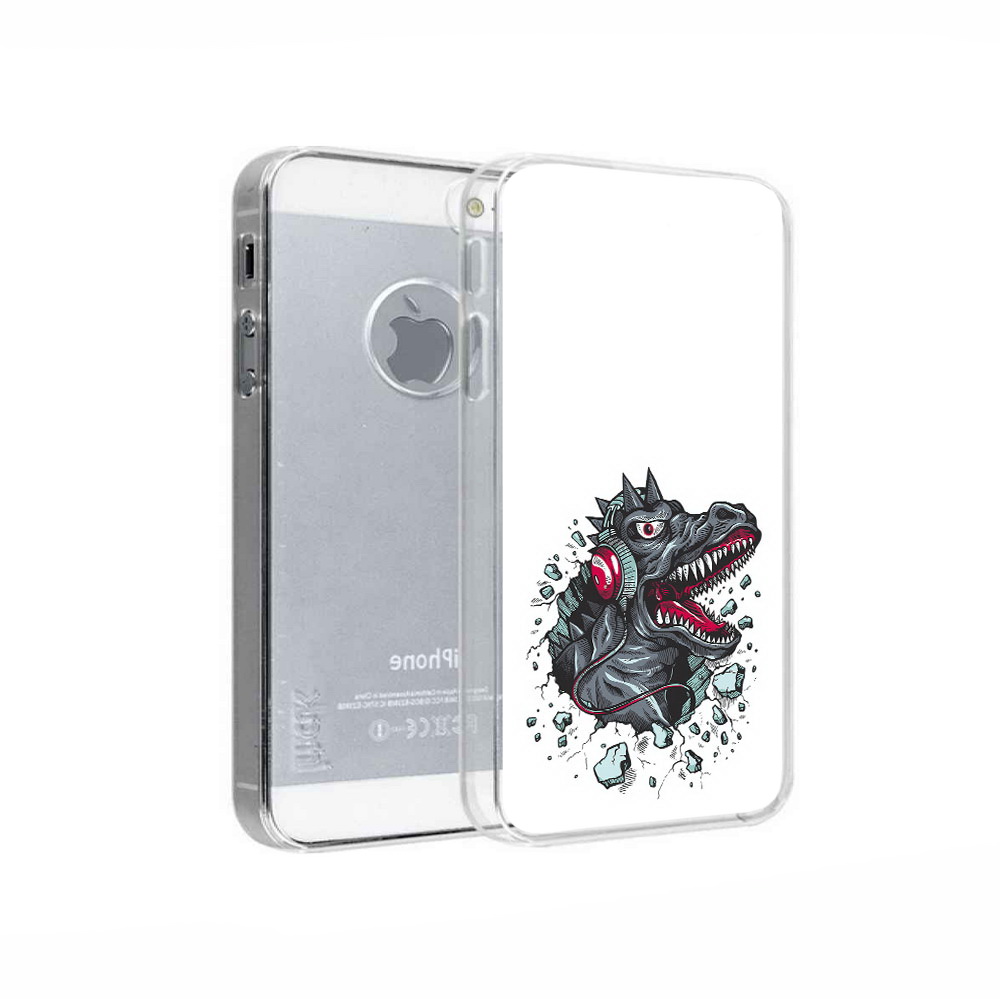 

Чехол MyPads Tocco для Apple iPhone 5 Нарисованный динозавр в наушниках, Прозрачный, Tocco