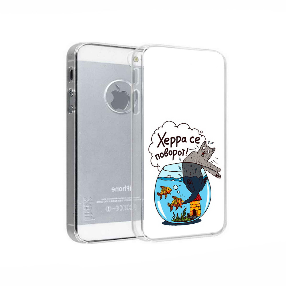 

Чехол MyPads Tocco для Apple iPhone 5 Рыбы с котом, Прозрачный, Tocco