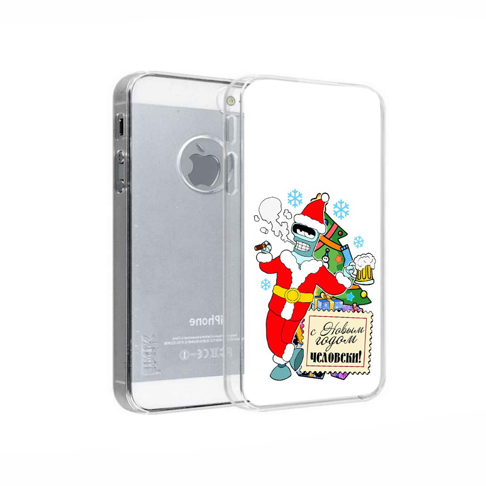 

Чехол MyPads Tocco для Apple iPhone 5 С новым годом человеки, Прозрачный, Tocco