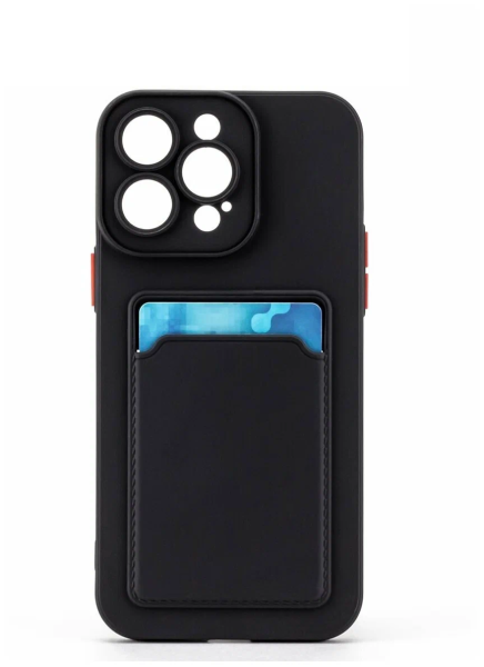 

Накладка силикон для iPhone 14 Pro c отделом для хранения карт Черный, iPhone 14 Pro