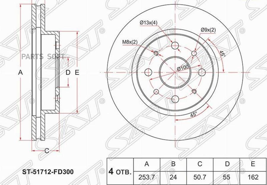 

Диск Тормозной Перед Kia Rio 00-11 SAT ST51712FD300