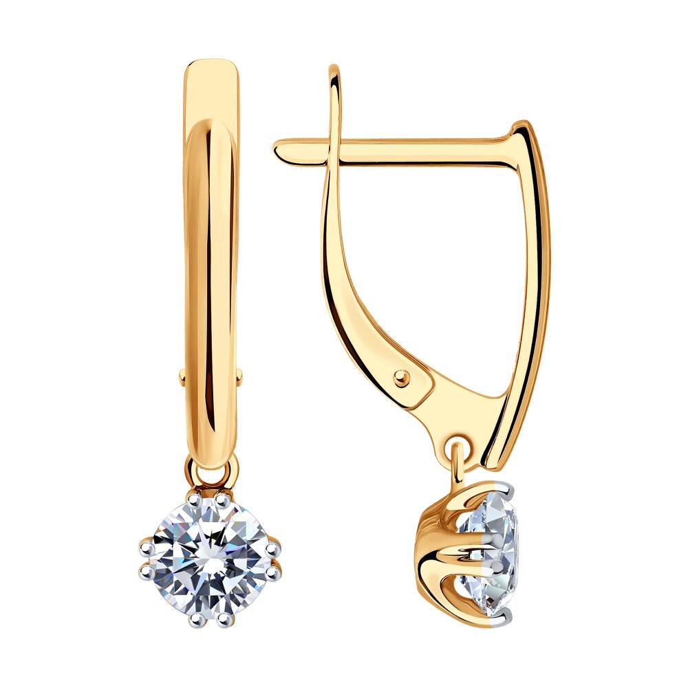 

Серьги подвески из красного золота SOKOLOV 029979, фианит, 029979