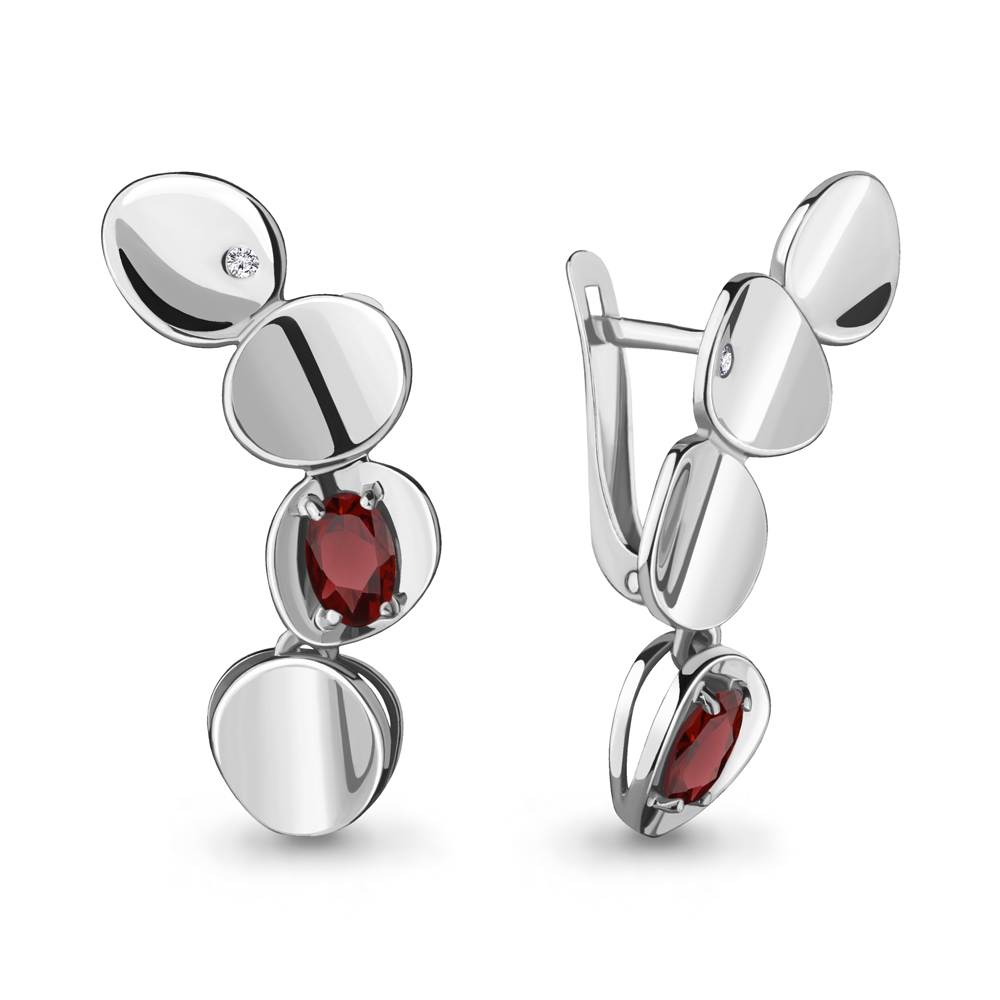 

Серьги из серебра с гранатом Aquamarine 4718103А_925_р, 4718103А_925_р