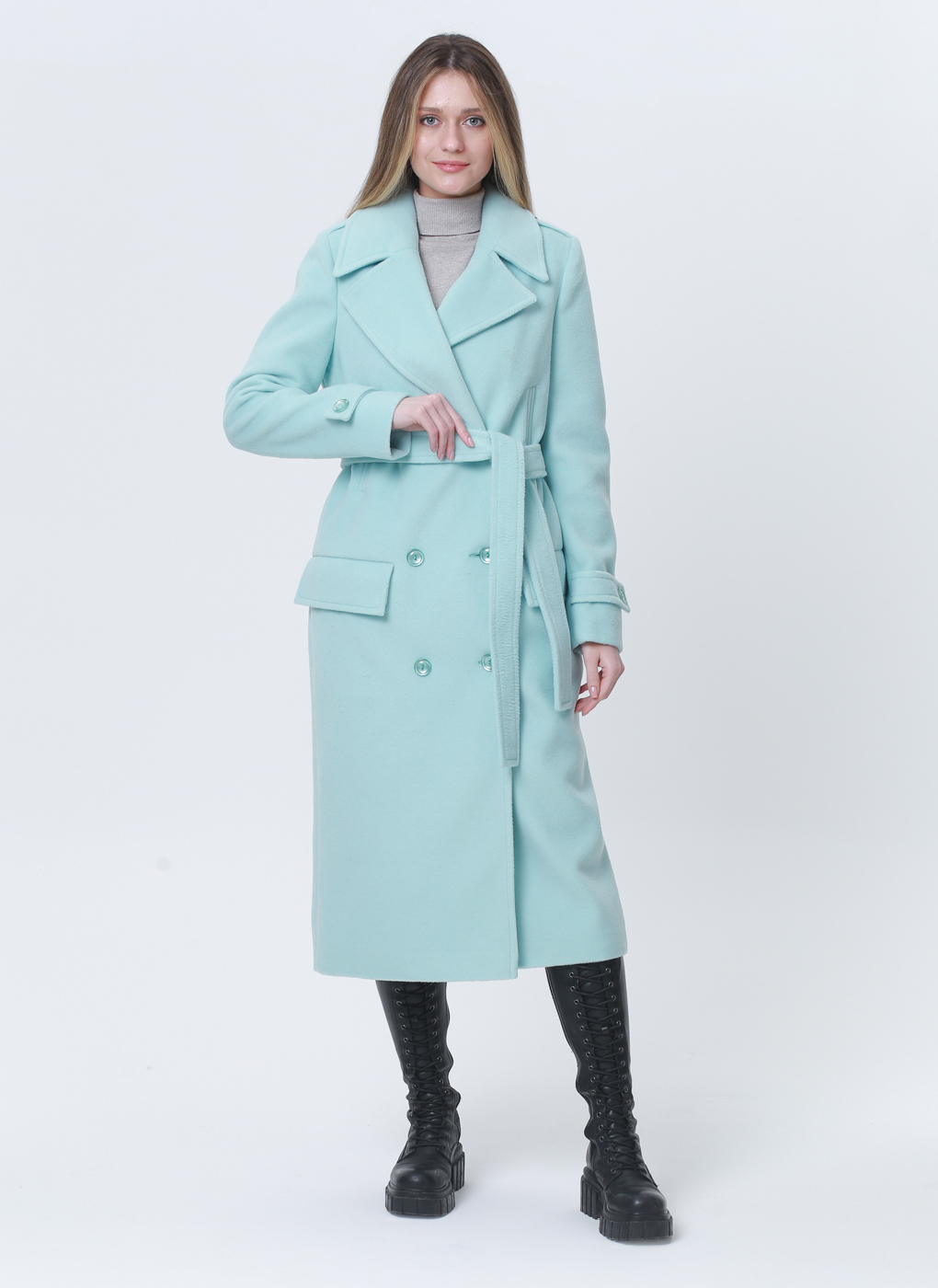 Пальто женское Crosario 66877 зеленое 48 RU