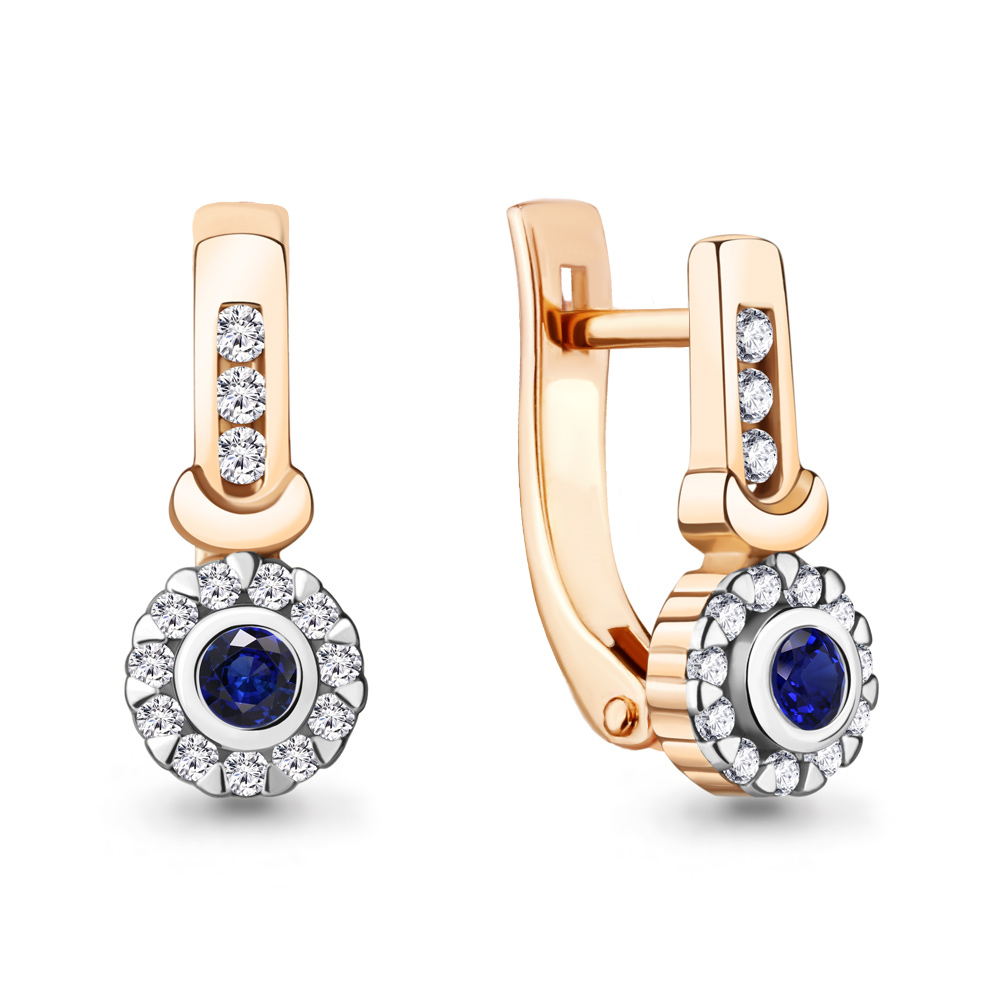 

Серьги из красного золота с сапфиром\бриллиантом Aquamarine Aquamarine 942930Ак_585_кз, 942930Ак_585_кз
