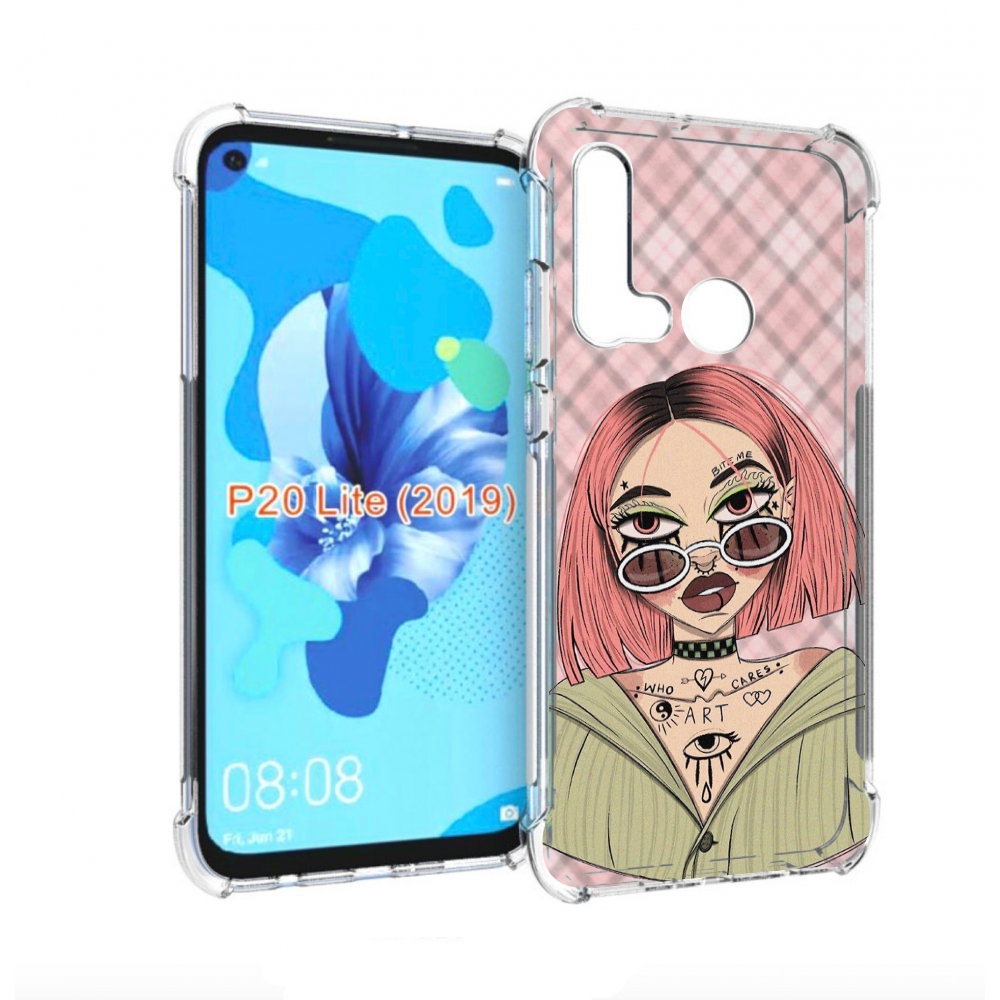 

Чехол бампер MyPads бунтарка-девочка для Huawei P20 Lite (2019), Прозрачный, Tocco