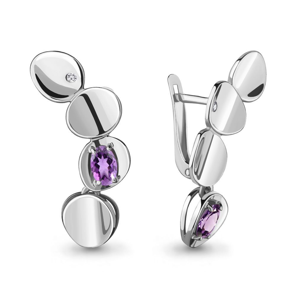 

Серьги из серебра с аметистом Aquamarine 4718104А_925_р, 4718104А_925_р