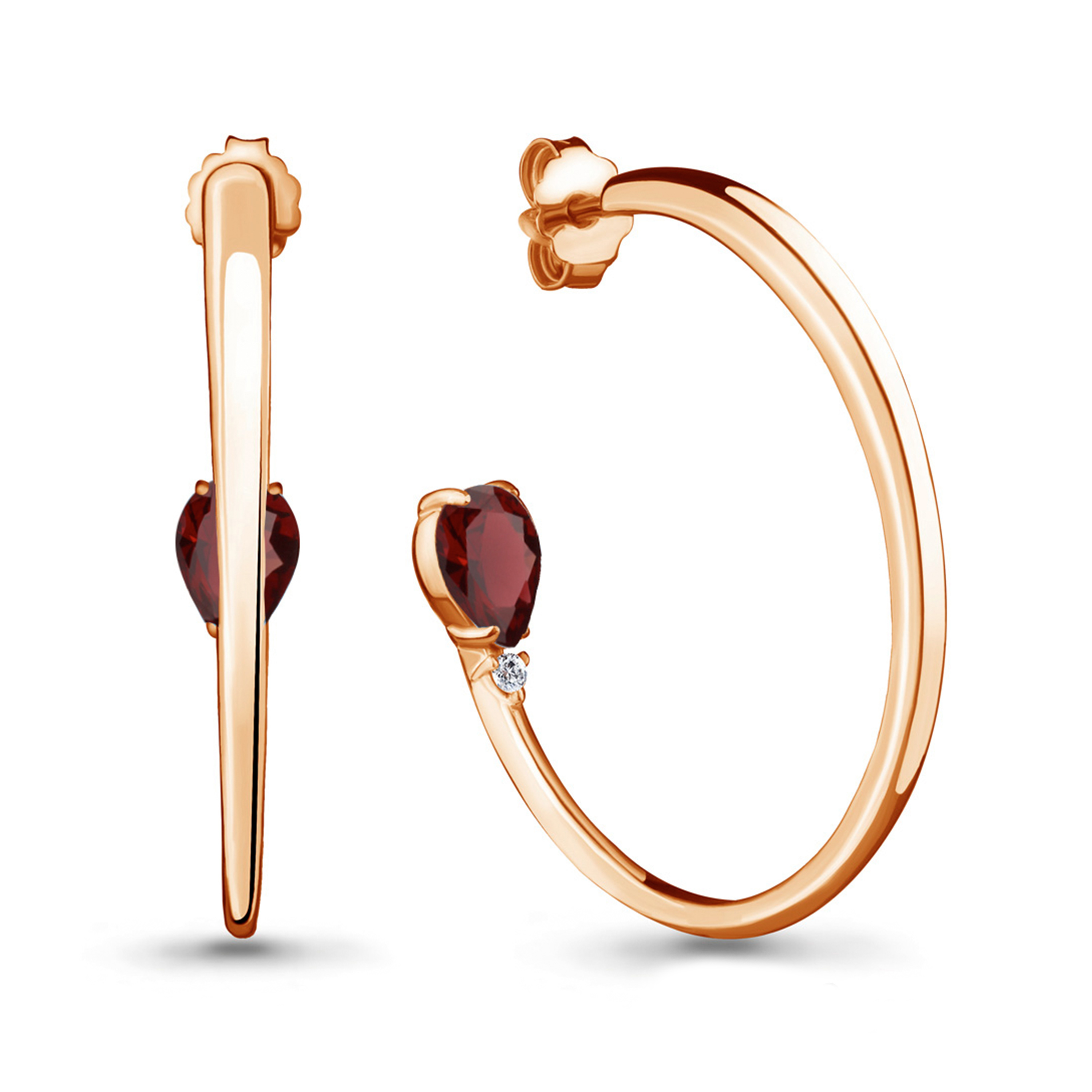 

Серьги пусеты из серебра с гранатом, фианитом Aquamarine 4718203А_925_з, 4718203А_925_з