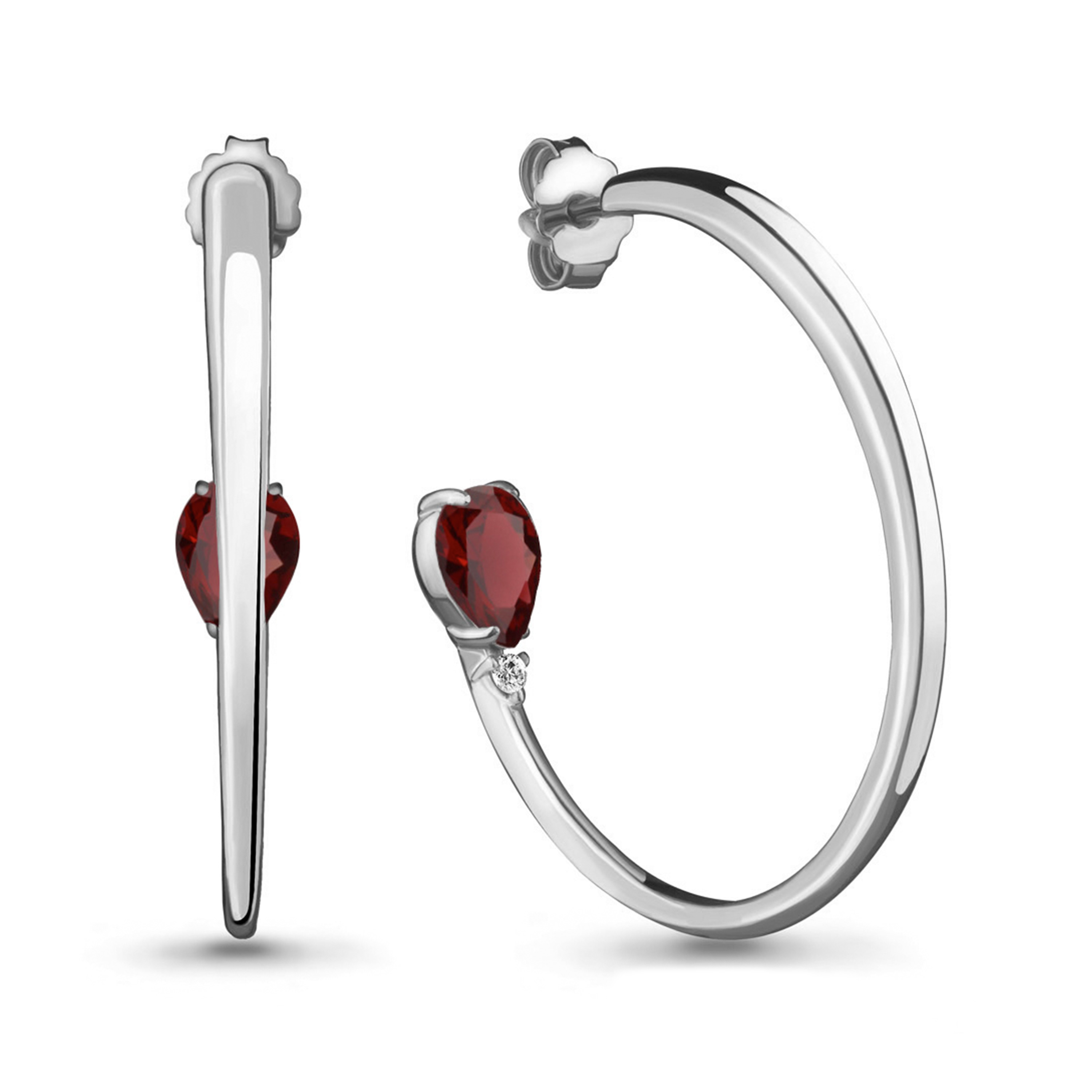 

Серьги пусеты из серебра с гранатом, фианитом Aquamarine 4718203А_925_р, 4718203А_925_р