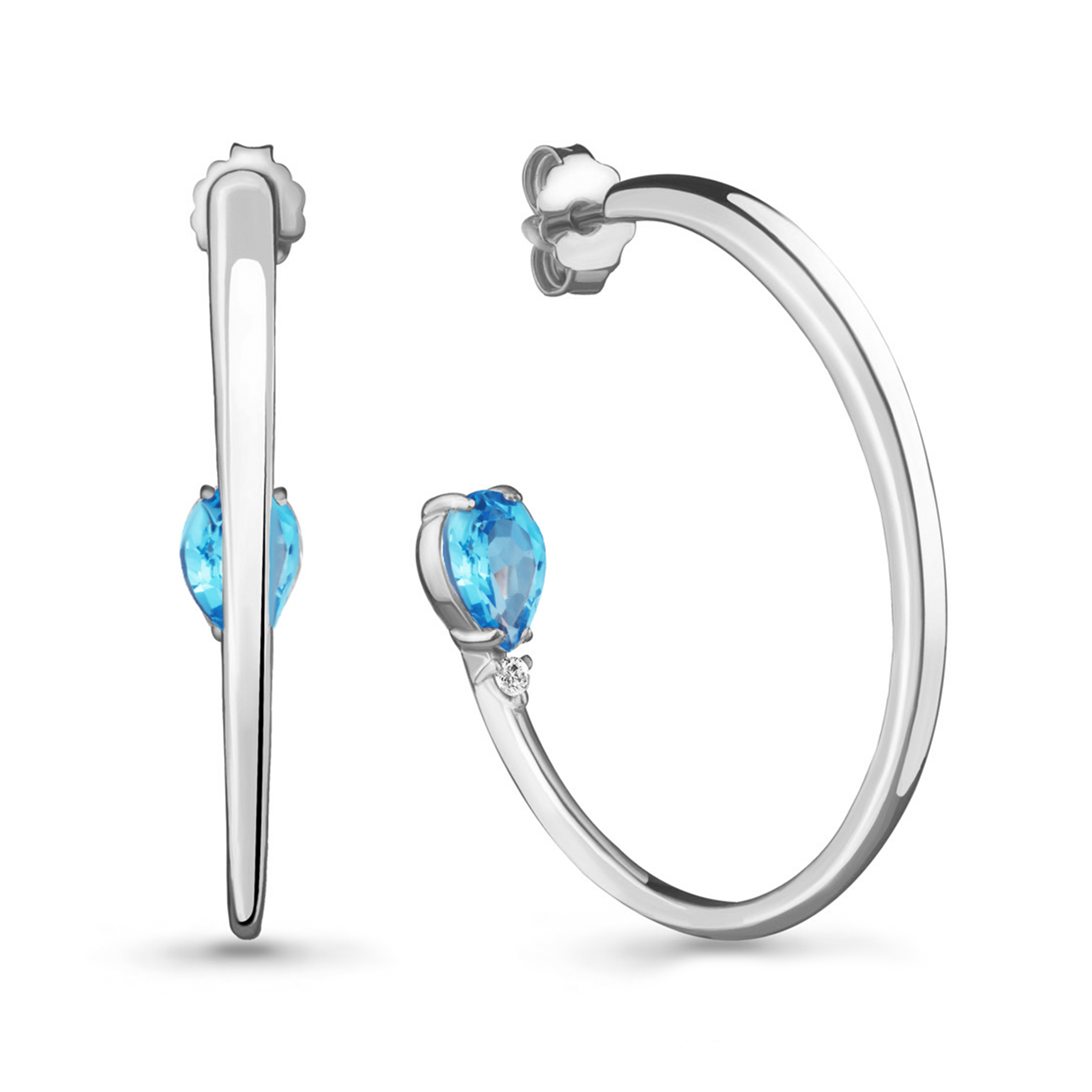 

Серьги пусеты из серебра с топазом, фианитом Aquamarine 4718205А_925_р, 4718205А_925_р