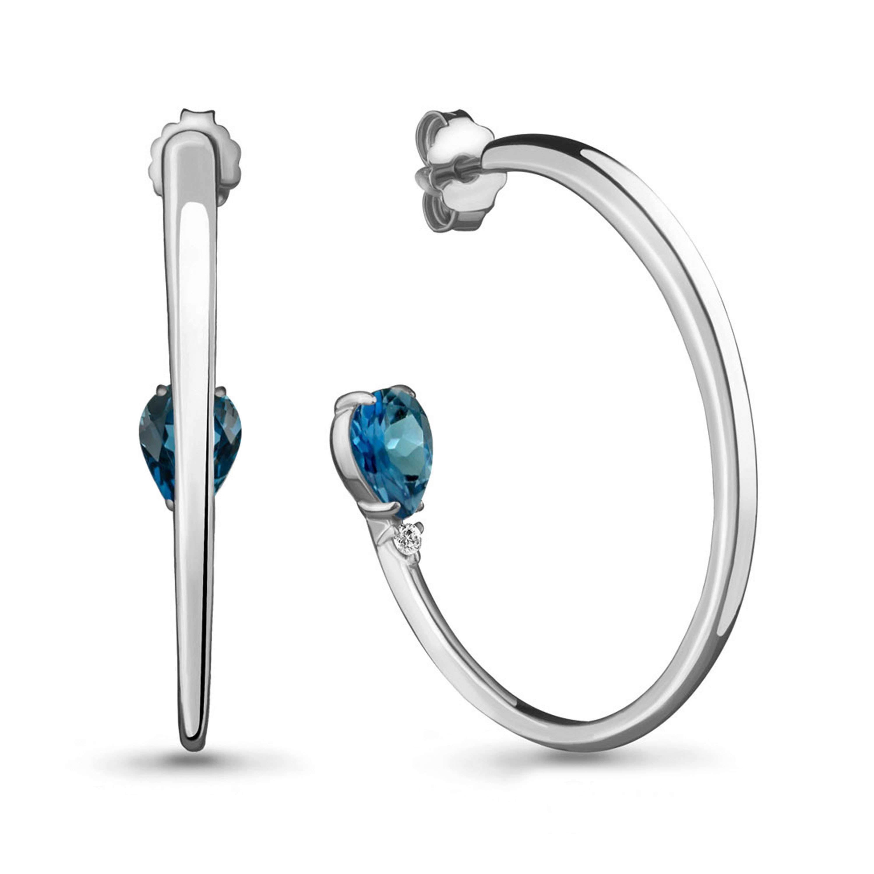 

Серьги пусеты из серебра с топазом, фианитом Aquamarine 4718208А_925_р, 4718208А_925_р