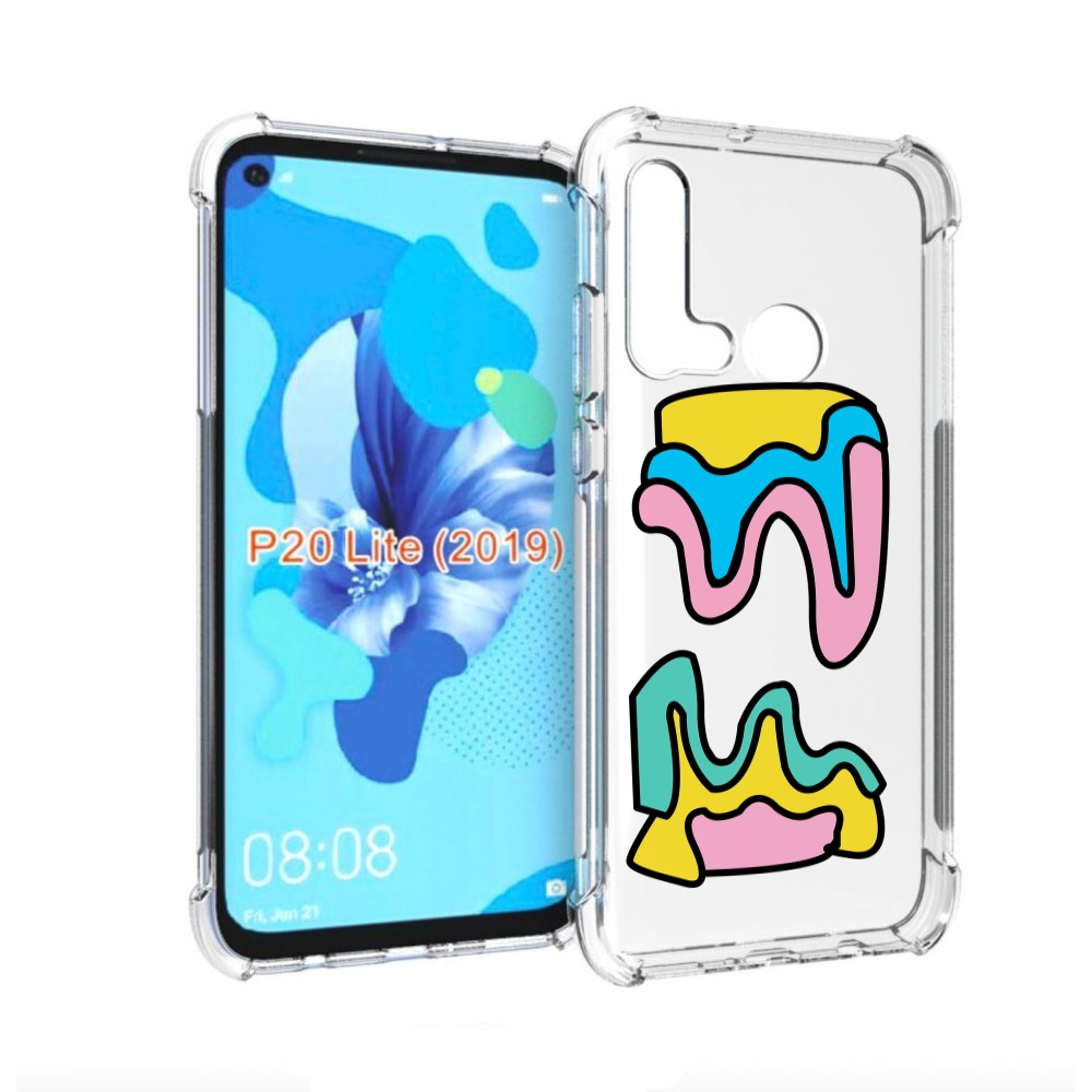 

Чехол бампер MyPads вытекающая-абстракция для Huawei P20 Lite (2, Прозрачный, Tocco