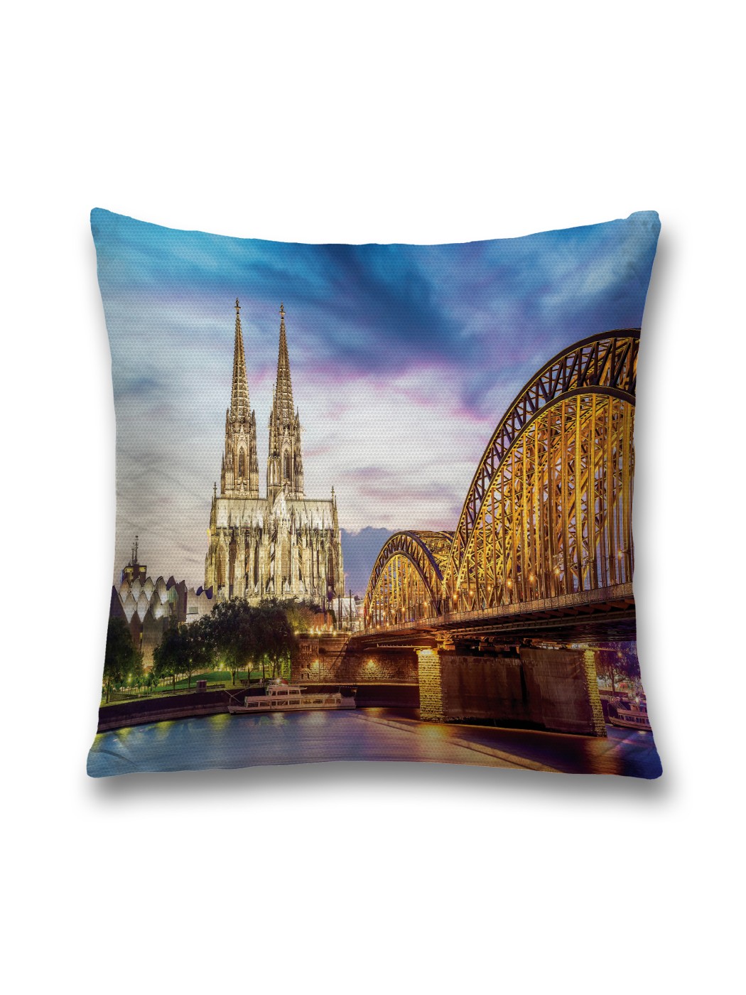 

Наволочка декоративная JoyArty "Освещенный мост" на молнии, 45x45 см, Желтый