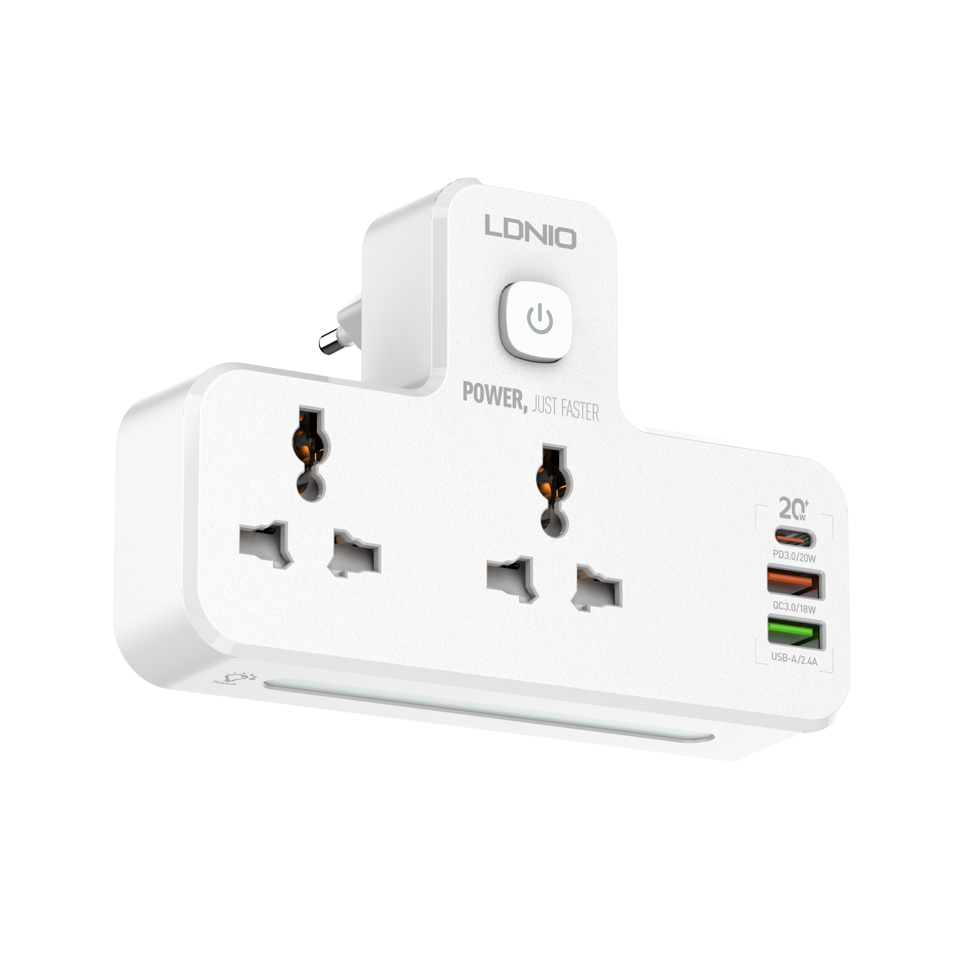 Сетевой фильтр Ldnio SC2311 2 Sockets + LED Ночник 3xUSB QC 3.0+PD 3.0 20W White LD_B4613