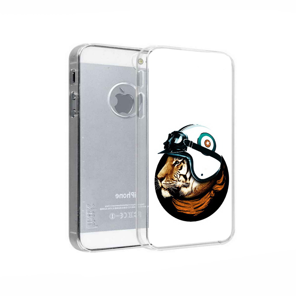 

Чехол MyPads Tocco для Apple iPhone 5 Тигр в шлеме, Прозрачный, Tocco