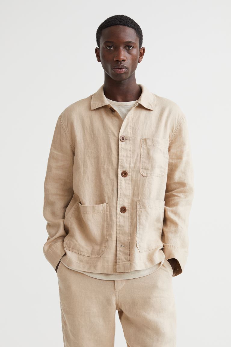 

Рубашка мужская H&M 1041745002 бежевая XS (доставка из-за рубежа), 1041745002