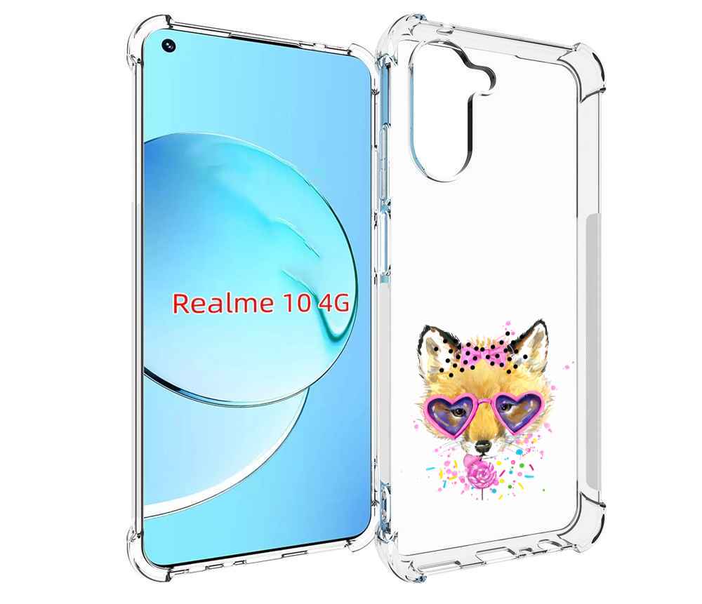 

Чехол MyPads лисенок с бантиком для Realme 10, Прозрачный, Tocco