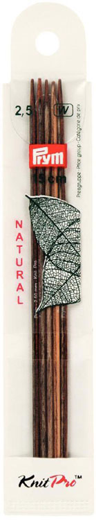 

Спицы чулочные NATURAL с острием на обоих концах 25мм/15см Prym 223121