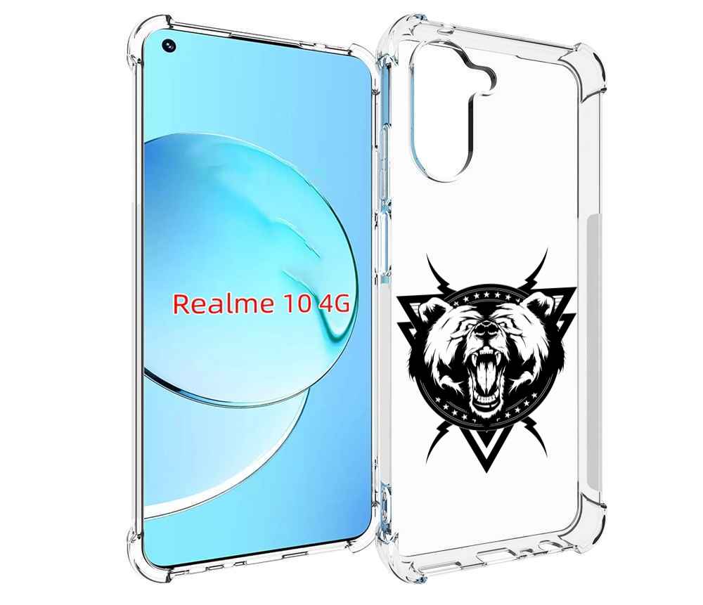 

Чехол MyPads медведь в треугольнике для Realme 10, Прозрачный, Tocco