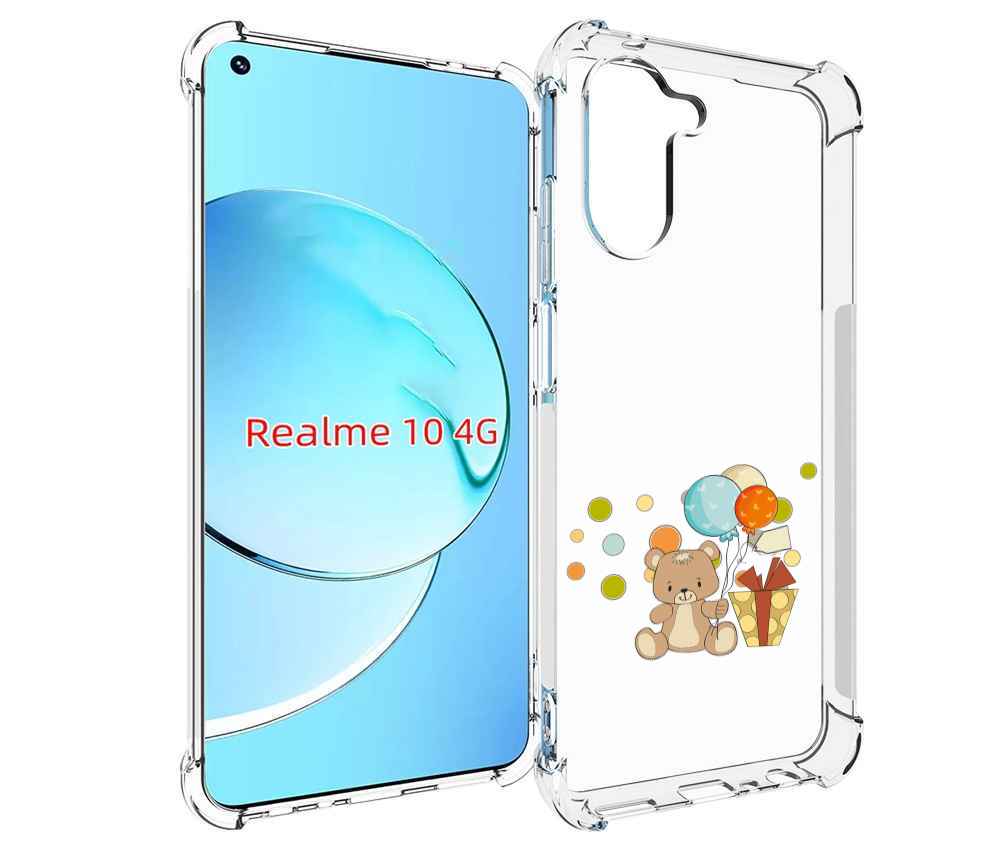

Чехол MyPads медвеженок с подарком для Realme 10, Прозрачный, Tocco