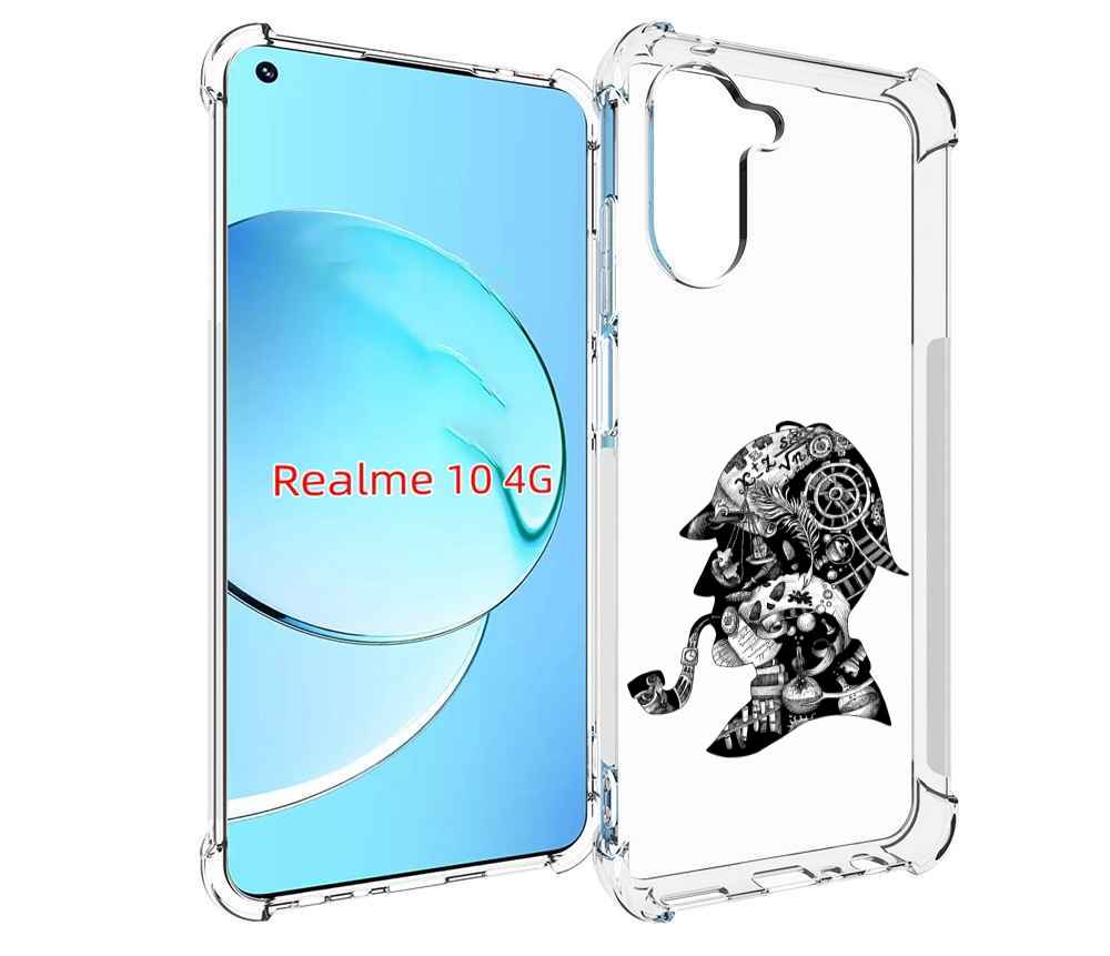 

Чехол MyPads мужчина с трубкой абстракция для Realme 10, Прозрачный, Tocco