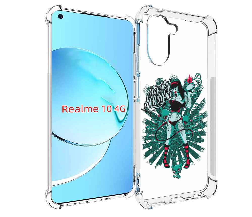 

Чехол MyPads нарисованная девушка в татуировках для Realme 10, Прозрачный, Tocco